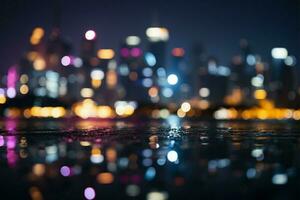 paisajes urbanos bokeh luces crear un fascinante, resumen noche escena ai generado foto