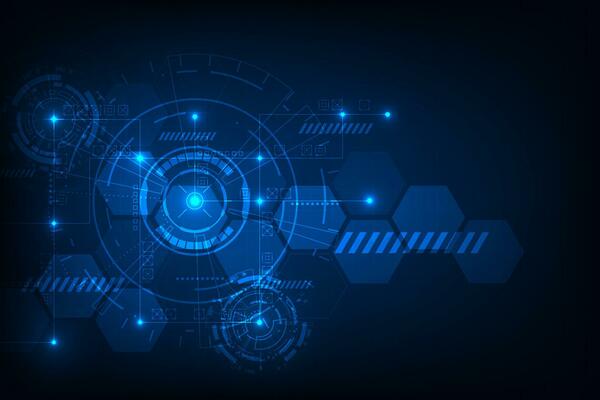 Vector digital hud circuit circle technology adstract blue light background.