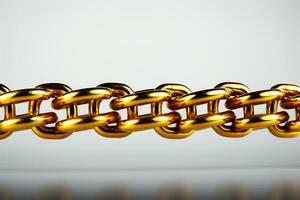 Golden link binds chain, isolated on white background AI Generated photo