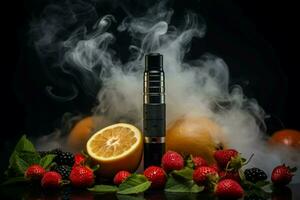 E cigarette with fruits for vaping. Generate Ai photo