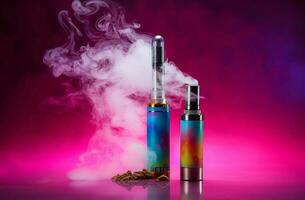 E cigarette for vaping pink background. Generate Ai photo
