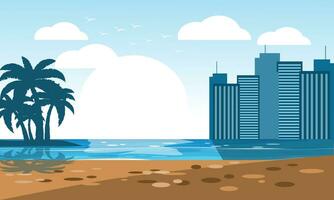 beach and the  side city vector