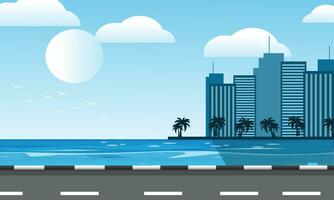 beach and the  side city vector