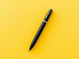 pen on yellow background. AI Generated photo