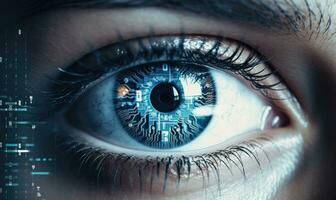 Human eye for biometric scan, secure identity concept. AI Generated photo