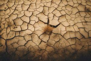 Dry cracked earth background. Global warming and climate change. AI Generated photo