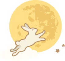 meio outono festival conceito Projeto com fofa coelhos, coelhos e lua ilustrações. png