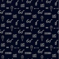 seamless pattern with icons of ice cream, glasses and other items vector