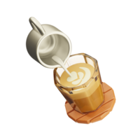 a glass of coffee 3d object png