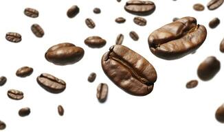 Coffee Bean flying on white background, 3d illustration. Generative AI photo