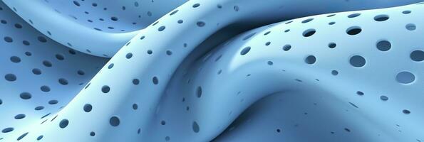 Breathable fabric dry light blue soft mesh holes floating light blue background. Generative AI photo