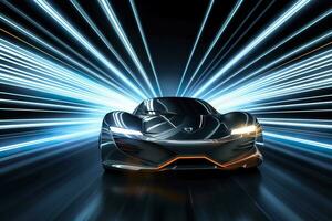 Fast Shutter Speed Creates Dynamic and Action Packed Image of Futuristic Car. AI Generative photo