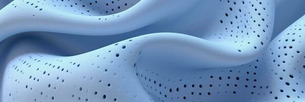 Breathable fabric dry light blue soft mesh holes floating light blue background. Generative AI photo