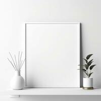 Mockup a Blank empty canvas. A gray wall on the background. Generative AI photo