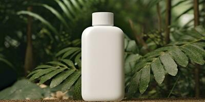 blanco blanco productos cosméticos Bosquejo con natural tema antecedentes. ai generativo foto