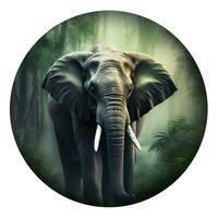 Elephant round green nature background, AI Generative photo