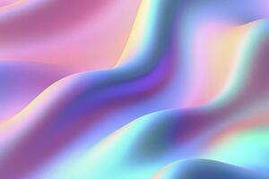 Gradient holographic Iridescent waves, frosted glass, soft textured gradient, and isometric, reflections. AI Generative photo