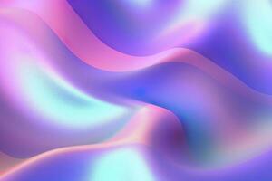 Gradient holographic Iridescent waves, frosted glass, soft textured gradient, and isometric, reflections. AI Generative photo