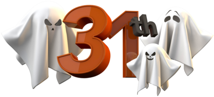 31th happy halloween concept with 3D ghosts png