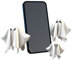 Halloween numérique fête avec des fantômes et téléphone intelligent png