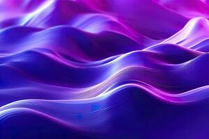 3D renders technological waves with purple, and vibrant colors. AI Generative photo