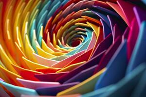 Geometric Spiral Pattern in Vibrant and Energetic Colors. A Professional Color Grading Experiment. AI Generative photo