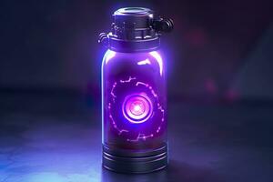Purple Sci Fi Energy Flask with Pure Background. AI Generative photo
