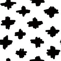 a black and white pattern with a irregular cross shapes vector