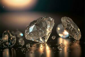 realistic diamond background with reflection effect generative ai technology photo