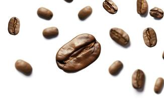 Coffee Bean flying on white background, 3d illustration. Generative AI photo