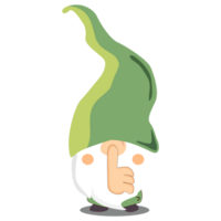 little gnome character holding hand near mouth silence. Shhh symbol png