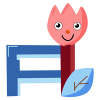 English alphabet F with flower. cartoon illustration  The alphabet for children. png