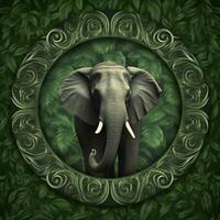 Elephant round green nature background, AI Generative photo