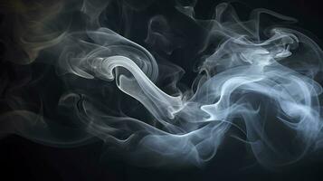 The close up view reveals the mesmerizing patterns and textures within the smoke, The ethereal quality of the smoke against the dark background. AI Generative photo