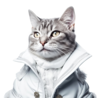 Fashion cat portrait isolated on transparent background, created with generative AI png