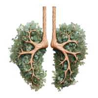 Lungs made of trees isolated on transparent background, created with generative AI png