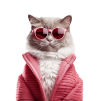 Fashion cat portrait isolated on transparent background, created with generative AI png