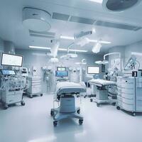 equipment and medical devices in modern operating room. AI Generative photo