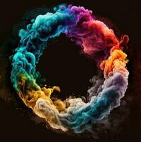 colorful smoky frame with smooth gas effect with generative ai technology photo