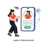 Login In Online Account Flat Style Design Vector illustration. Stock illustration