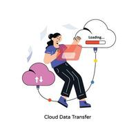 Cloud Data Transfer Flat Style Design Vector illustration. Stock illustration