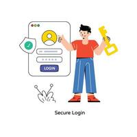 Secure Login Flat Style Design Vector illustration. Stock illustration