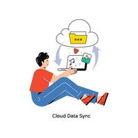 Cloud Data Sync  Flat Style Design Vector illustration. Stock illustration
