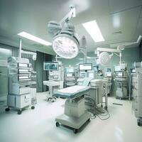 equipment and medical devices in modern operating room. AI Generative photo