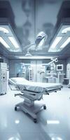 Modern equipment in operating room. Medical devices for neurosurgery. AI Generative photo