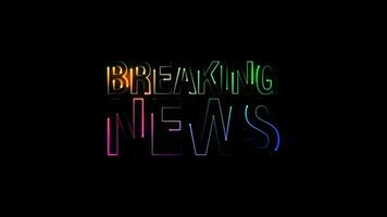 Breaking News glow colorful neon laser text animation video