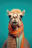 Funny Camel Chibi and real style masterpiece, Eid Al Adha, Generative AI photo