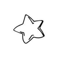 Star in doodle style on a white background. Festive concept. Hand drawn vector outline sketch icon.