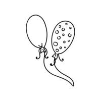 Balloons in doodle style on a white background. Festive concept. Hand drawn vector outline sketch icon.