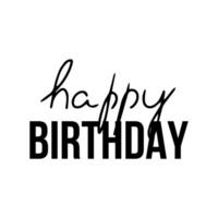 Happy birthday inscription in doodle style on a white background. Festive concept. Hand drawn vector outline sketch icon.
